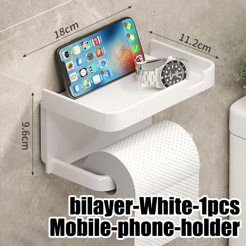 Вешалка для салфеток Держатель для рулонов туалетной бумаги Стеллаж для хранения принадлежностей для ванной комнаты Без перфорации Настенная стойка для хранения бумажных полотенец