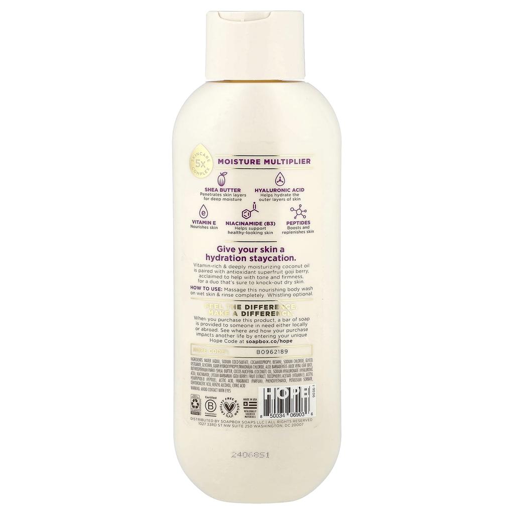 Soapbox Питательный гель для душа, Кокос + Ягоды Годжи, 591 мл (20 жидких унций)