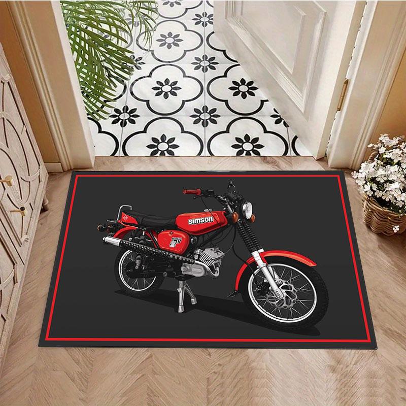 Simson Vintage Motorcycle Rug, suitable for living room, bedroom, game room, computer room and home décor.