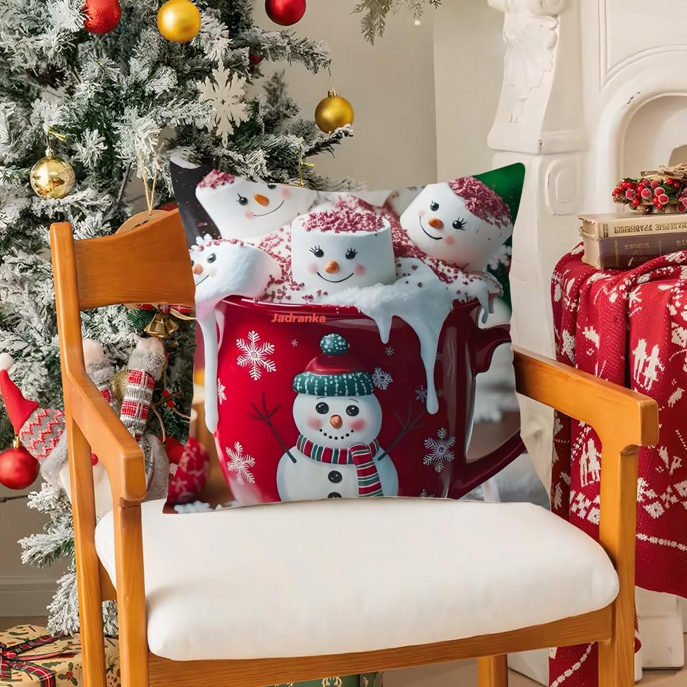 Creative Christmas Decorations For Cafes Coffee Third Pillow Case Silky Short Plush With Invisible Zipper Dustproof Sofa Cushion