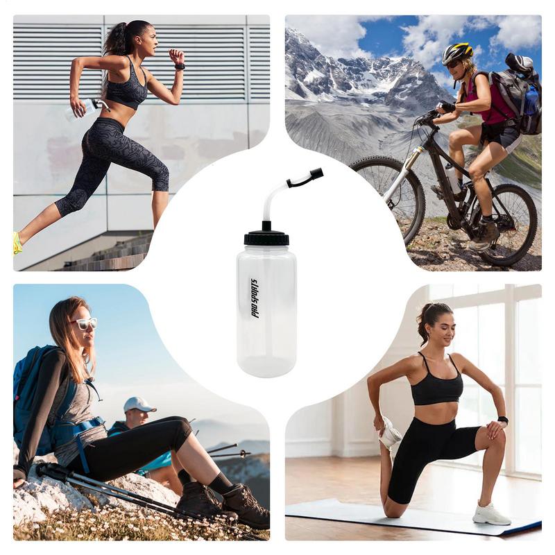 Хоккейная бутылка для воды с длинной соломинкой 1000 мл Хоккейная бутылка для воды Многоразовая Длинная соломинка и Сжимаемая бутылка для питья для велоспорта