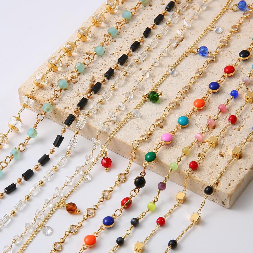 50 см/пакет, латунная медная цепочка, хрустальные бусины, подвески, цепочка для DIY, ожерелье, браслет, аксессуары для изготовления ювелирных изделий, принадлежности ручной работы