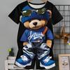 Модный новый мужской ретро костюм летний повседневный дышащий освежающий костюм уличный стиль напечатанный 3D медведь большой мужской свободный топ