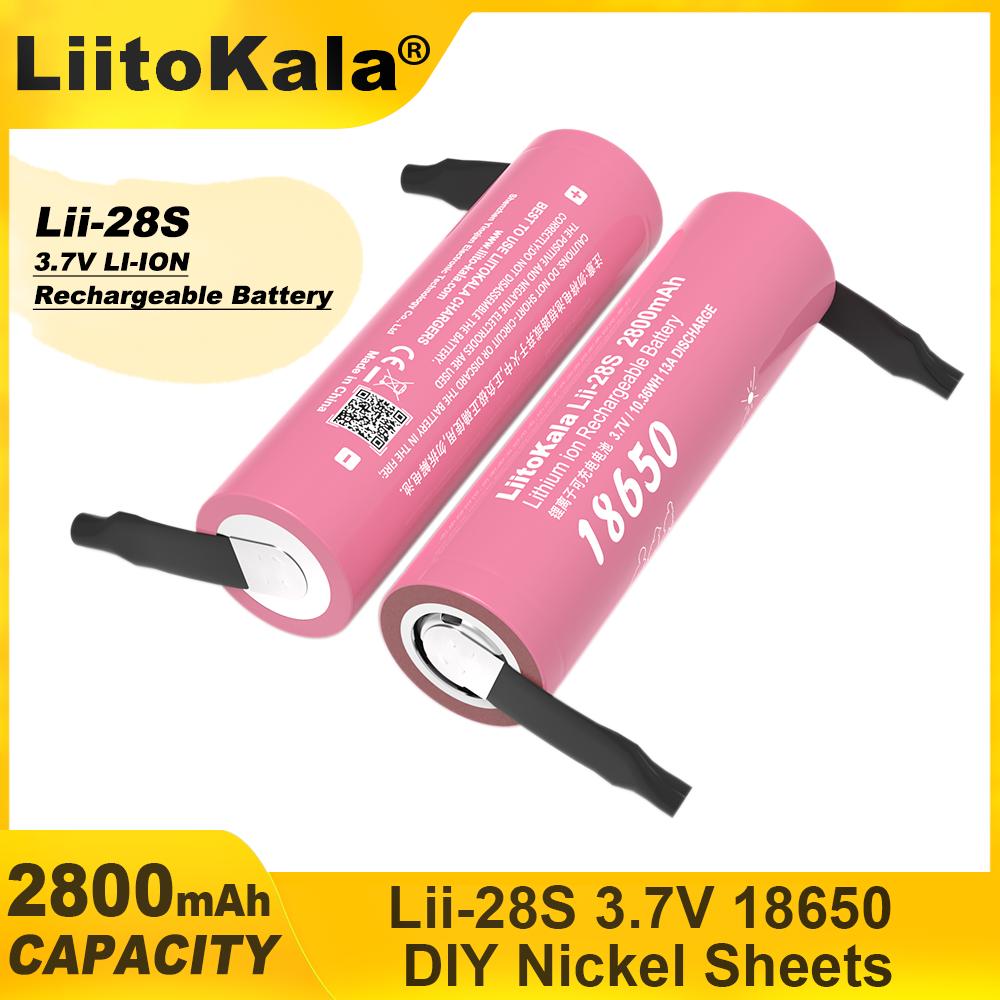 LiitoKala 3.7V Lii-28S 18650 2800mAh 13A Power перезаряжаемая литиевая батарея для электроинструментов светодиодный фонарик + никелевые листы