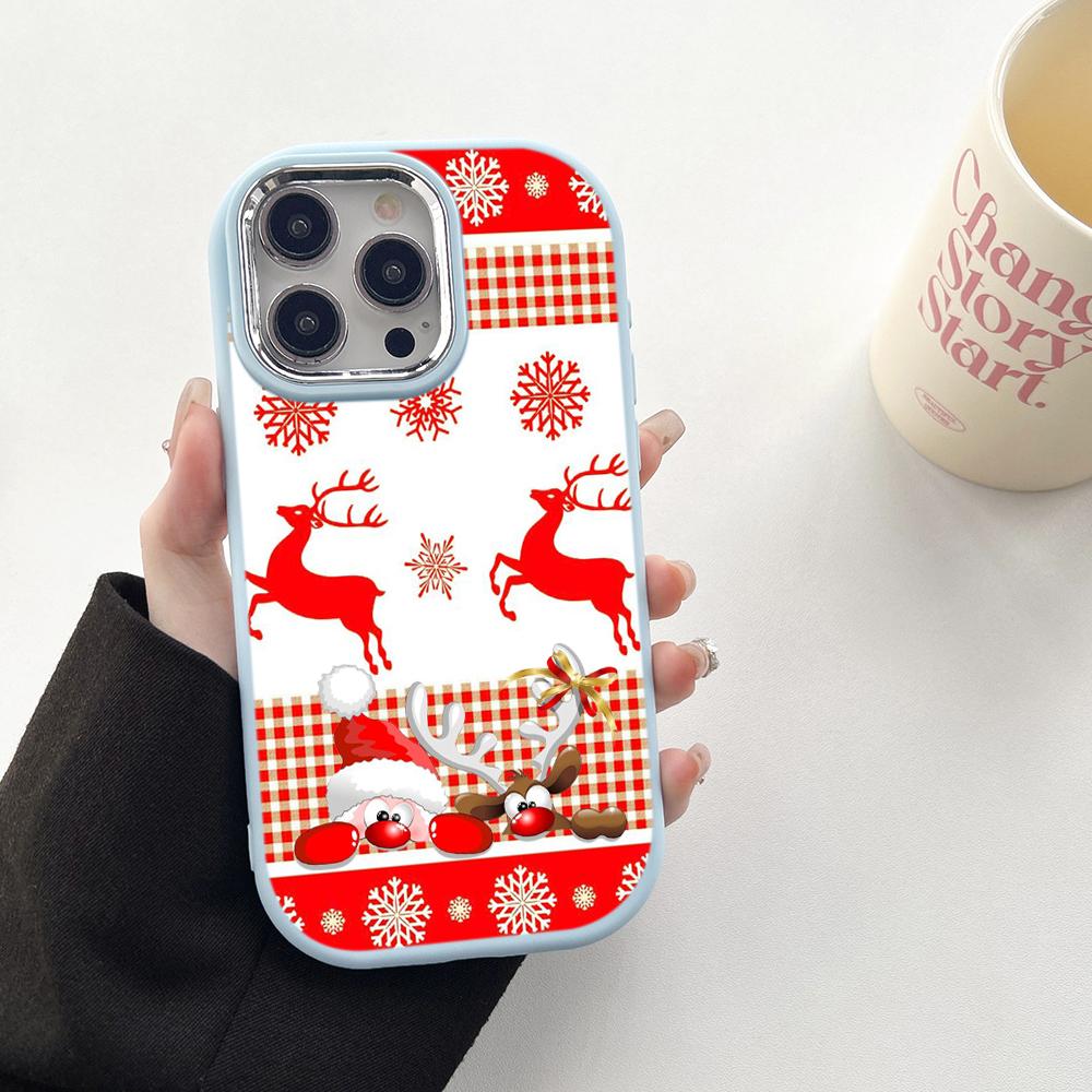 N109 С Новым годом, Рождественский дизайн, мягкие чехлы для телефонов Samsung S24 S23+ A15 A35 A54 Infinix Hot 40i Plating Frame Camera Protector Back Cover