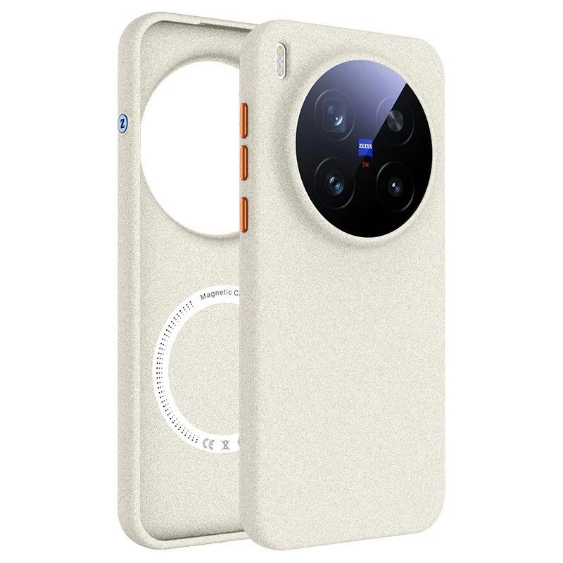 Роскошный Магнитный Чехол С Поддержкой Magsafe Для VIVO X300 Pro X300 Ultra X300S Металлические Кнопки Rock Sand Матовый Чехол Защита от Отпечатков Пальцев