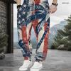 Men Plus Size Colorful Floral Printed Drawstring Cuffed Ankle Jogger Pants With Side Pockets