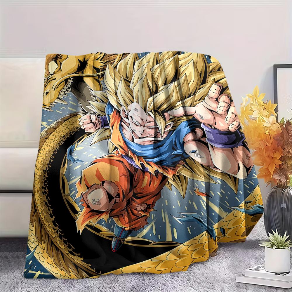 Фланелевое одеяло с принтом персонажей Dragon Ball, Высококачественное, Удобное для всех сезонов, Декор для дома, Тепло и уют, Идеально для рождественских подарков