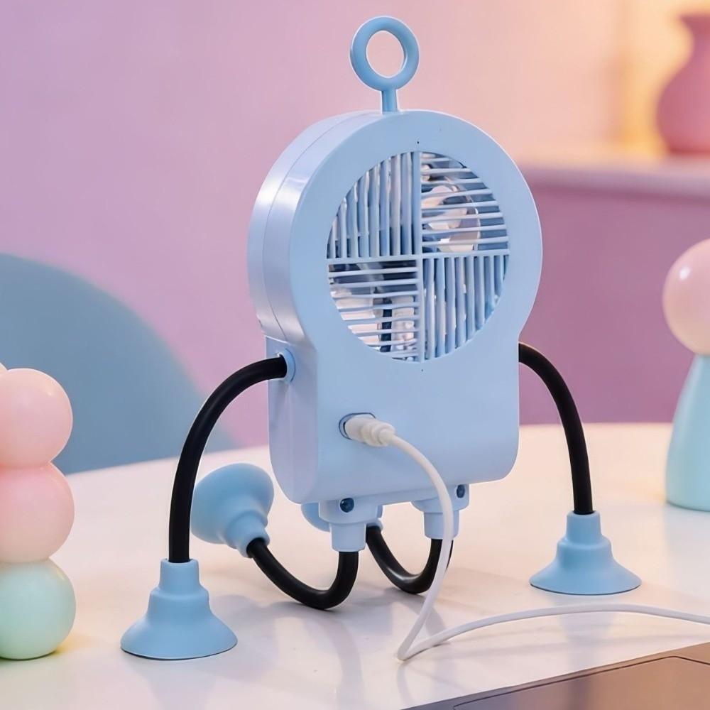 Quiet Operation Robot Suction Cup Fan Flexible Bendable Desk Fan Ice-Cooling Fan Daily Use
