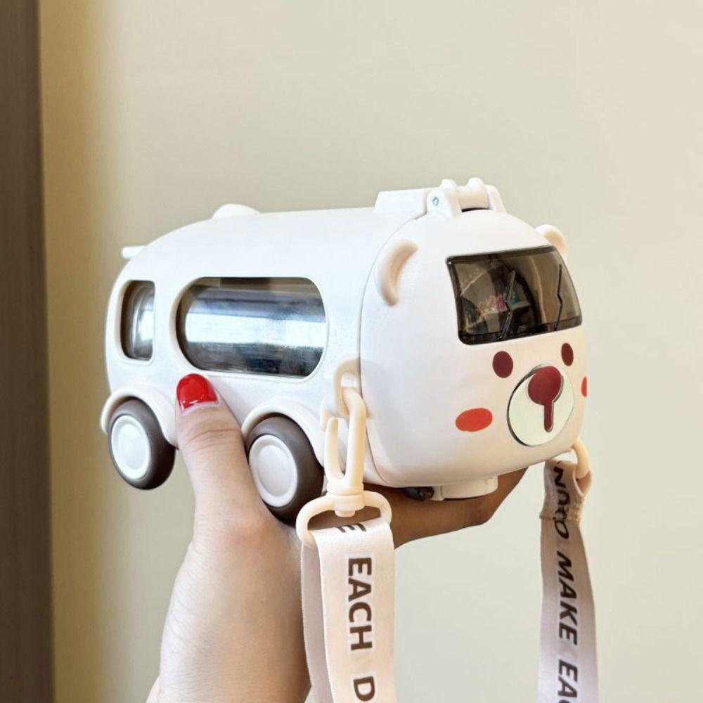 500ml Bus Plastic Water Bottle Cartoon Car Bear Design Water Cup Children Water Jug  Home Use