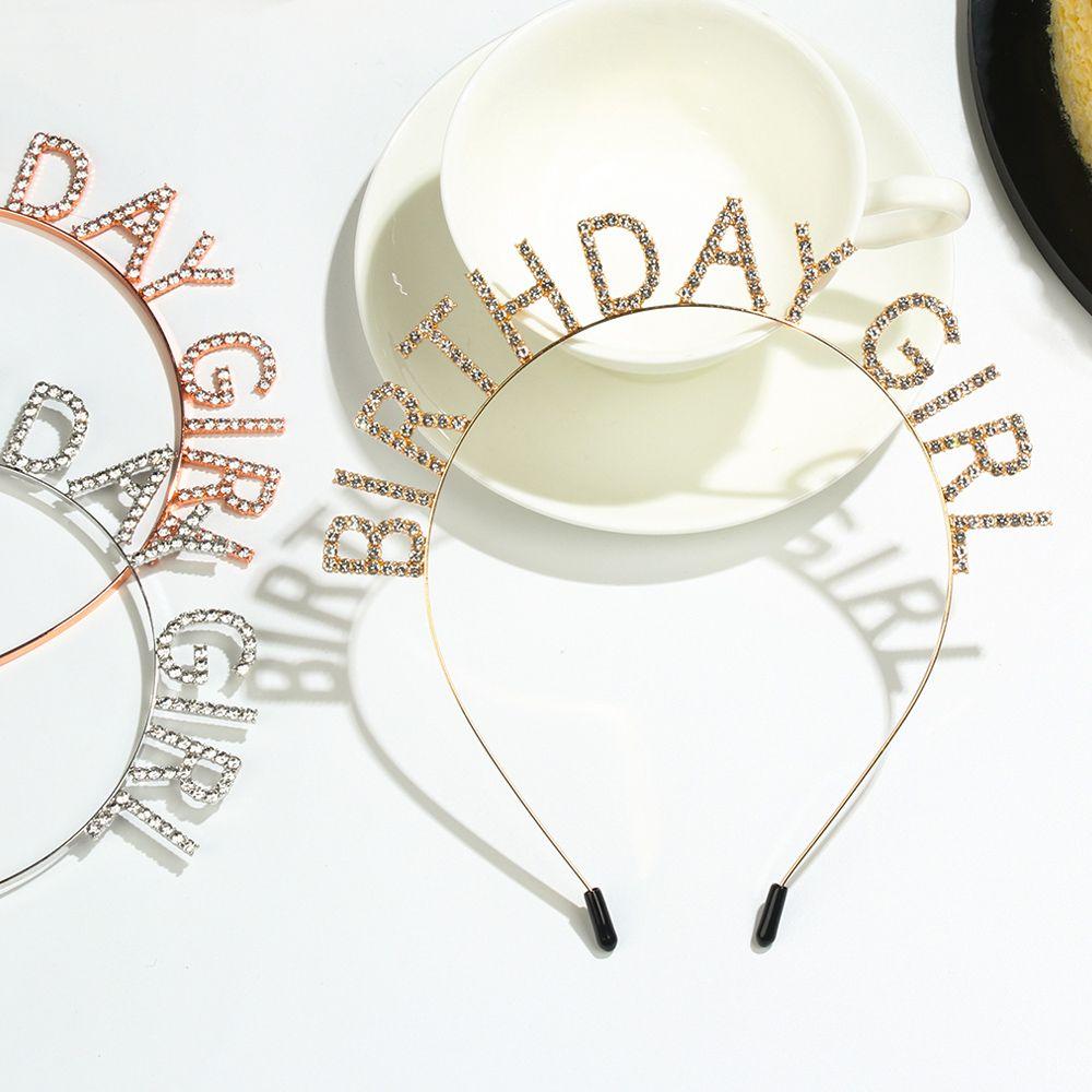 Fashion Rhinestone Metal Alloy Birthday Party Tiara Birthday Girl Headband Hair Hoop Princess Crown