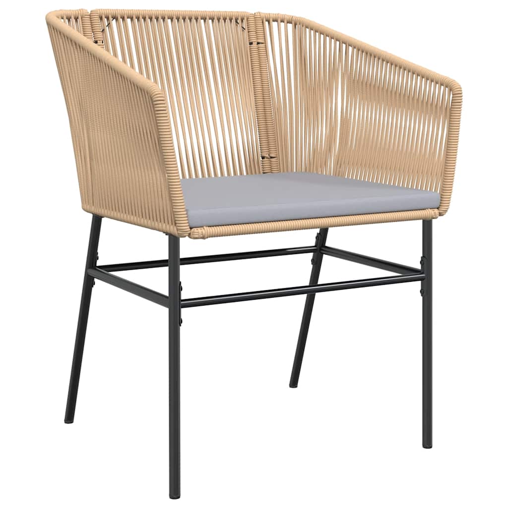 3 Piece Outdoor Dining Set with Cushions Brown Poly Rattan & Glass