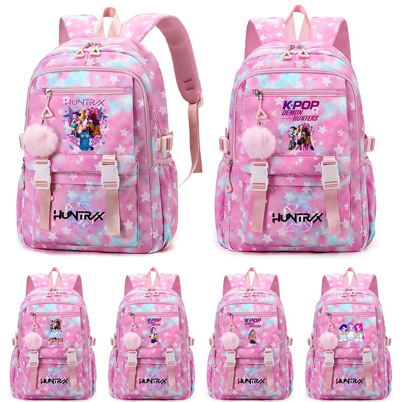Anime K-Pop Demon Hunters Printed Backpack Large Capacity Bookbag Student Boy Girl Schoolbag Outdoor Large Capacity Waterproof Laptop Travel Bag