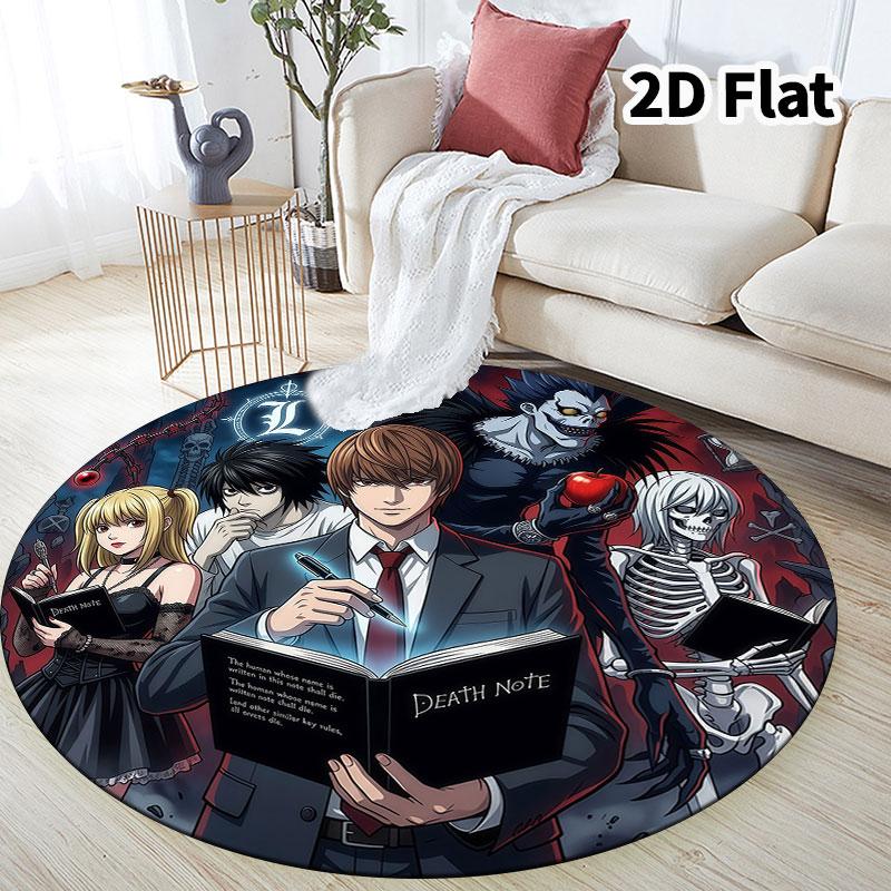 Death Note Round Area Rug Carpet Rug For Living Room Bedroom Sofa Playroom Decor Nonslip Floor Mat