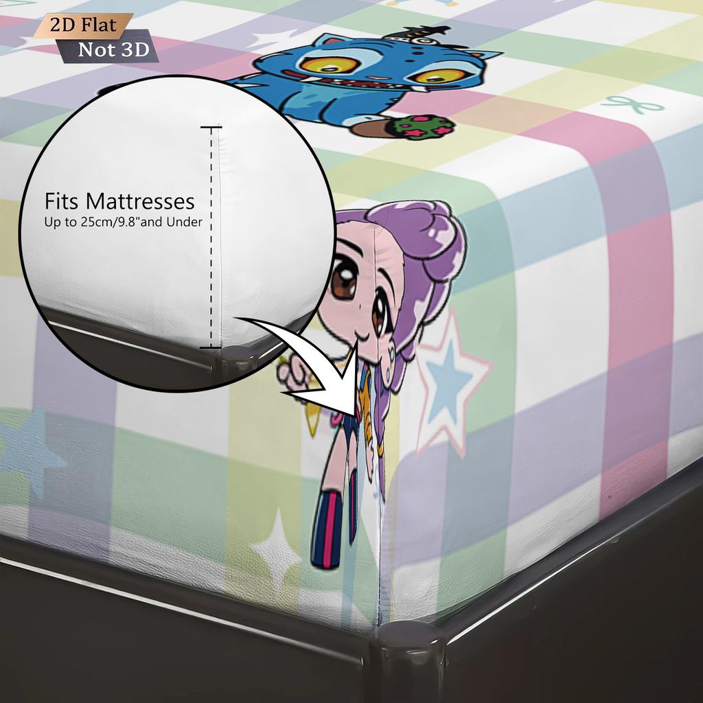 3pcs K-Pop Demon Hunters Print Coreless Bed Sheet Set Multiple Sizes Soft Bed Cover Bedroom Bedding Decoration Machine Washable