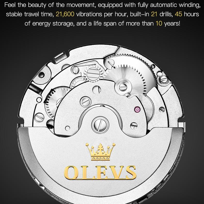 OLEVS Брендовая модная тенденция, повседневная пара механических выражений, часы для мужчин и женщин