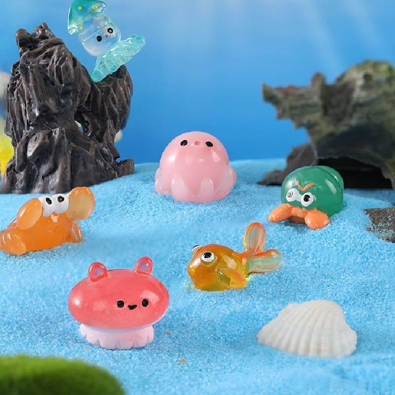 Adorable Resin Ocean Animal Figurines With Cute Cartoon Designs Including Whale Jellyfish Hermit Crab And More