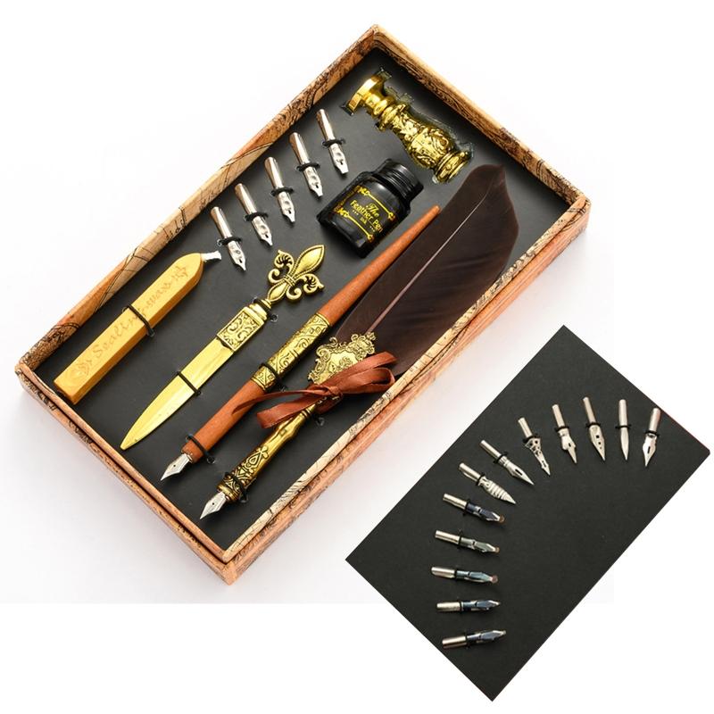 Перо для каллиграфии, перо, перо, чернила для письма, перья, сургуч, подарочная коробка