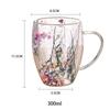 Floral Dry Flowers Cup Simple Heat Resistant Double Wall Glass Cup INS Trends High Borosilicate Glass Tea Coffee Cups