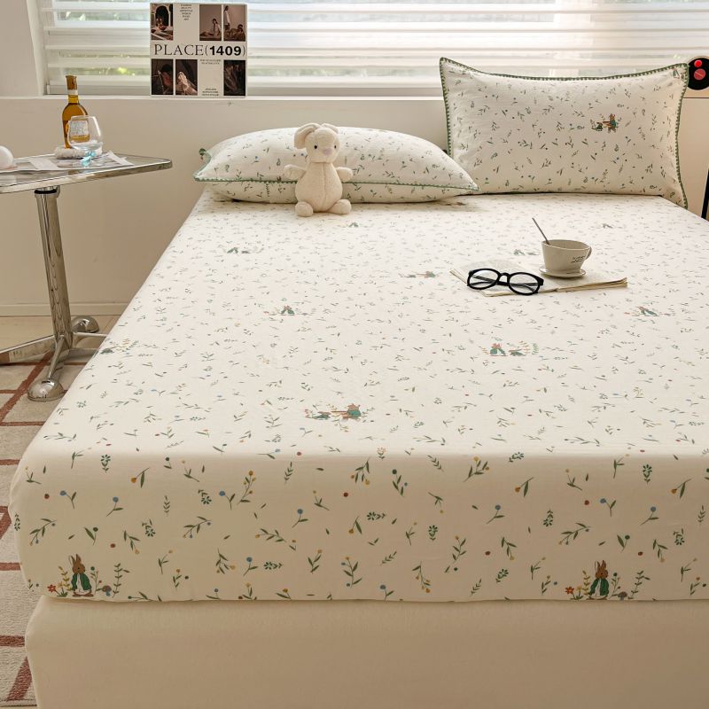 1pc 100% Cotton Fitted Sheet Elastic Bedsheet Breathable Bed Cover Home Bed Linen Sheets Drap De Lit (Pillowcase Need Order)