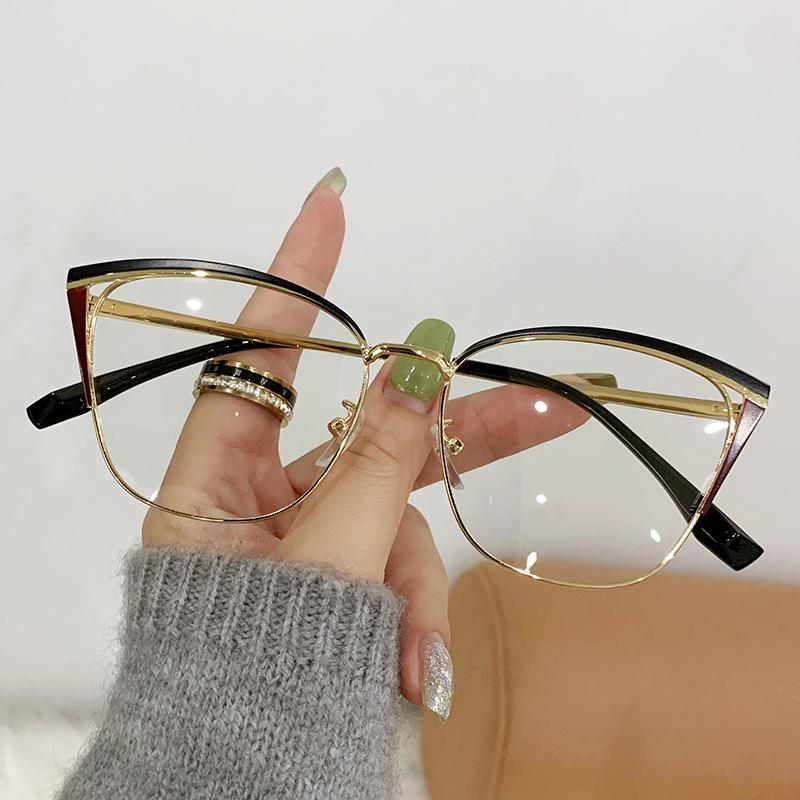Очки для чтения Cat Eye с защитой от синего света Женские Дизайнерские Двухцветные Металлическая оправа Модные Розовые Оптические очки