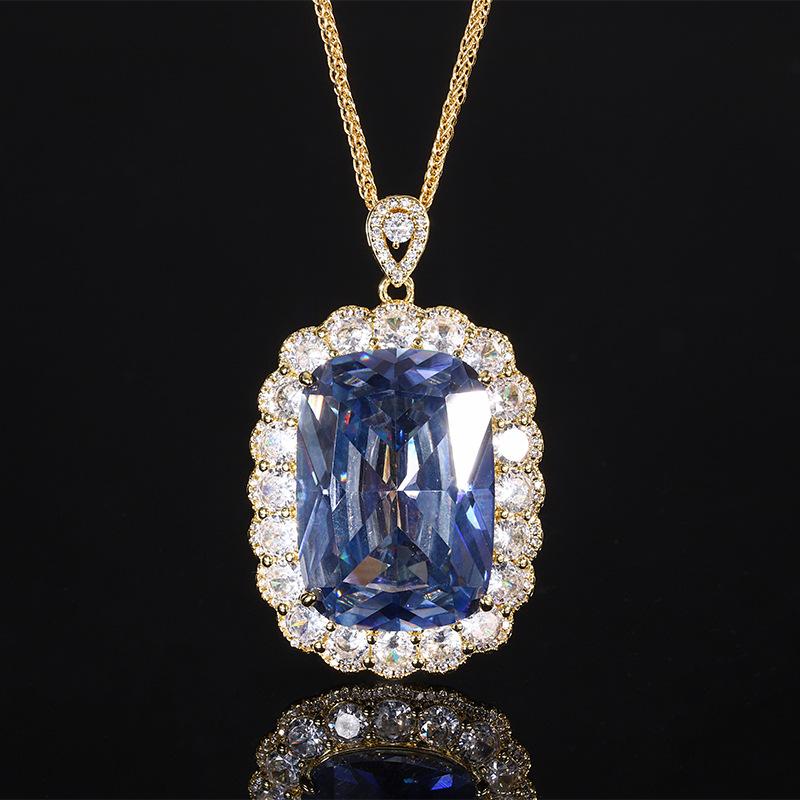 Ювелирные изделия Медное основание Позолоченная Имитация Цветной Сокровище Золотой Подвеска Ожерелье Камень 20 * 28