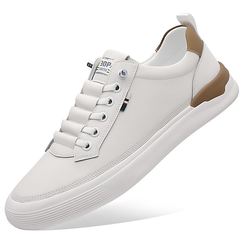 Fashion trend leather casual board shoes men's 2024 autumn models one-pedal breathable little white shoes men's non-slip driving shoes