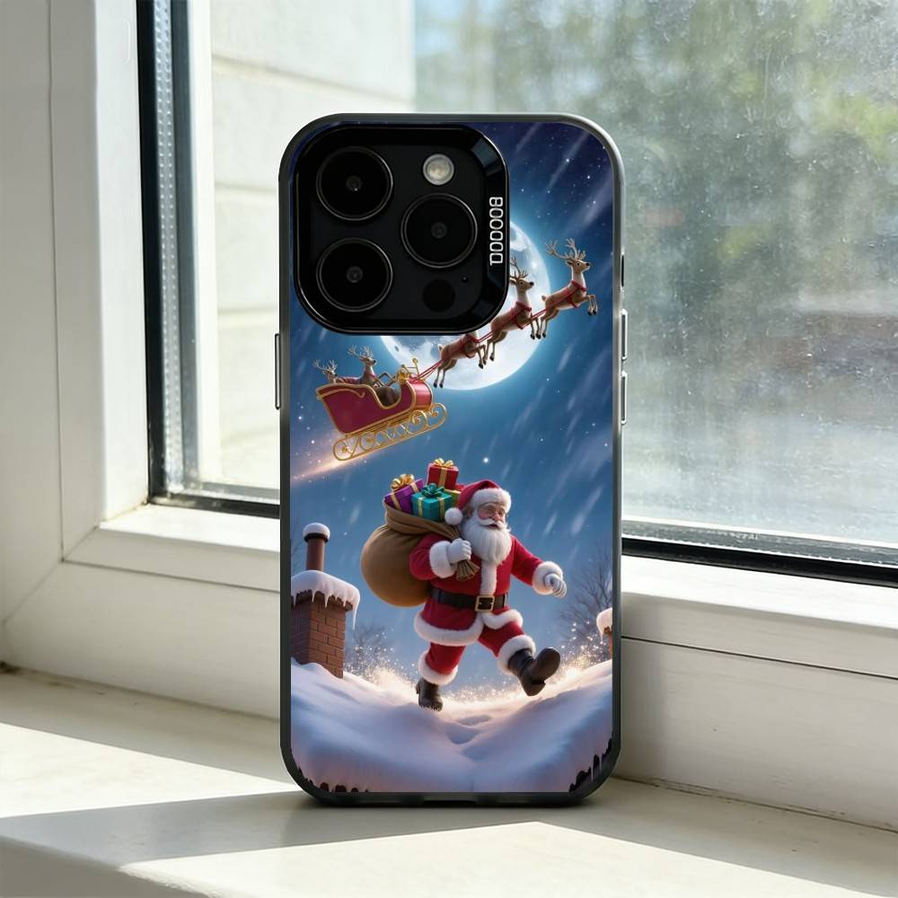 Рождественский чехол для телефона Санта-Клаус для iPhone 17,16,15,14,13,12,11 Plus,Pro Max,XS, Разноцветный Серебристый Черный Чехол