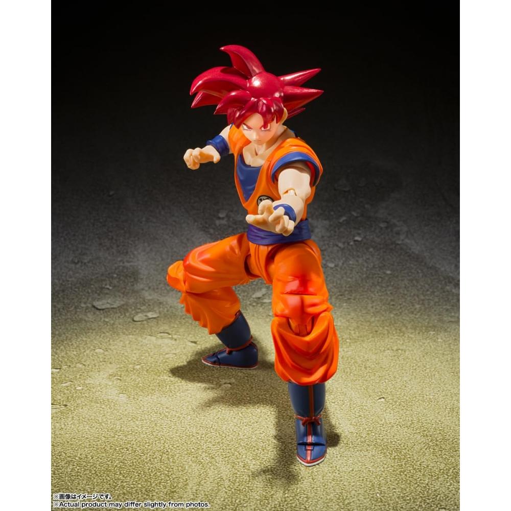 SHFiguarts Dragon Ball Super Super Saiyan God Son Goku - Бог Сайян, представленный вам праведным сердцем - Приблизительно 140 мм, окрашенный ПВХ и АБС