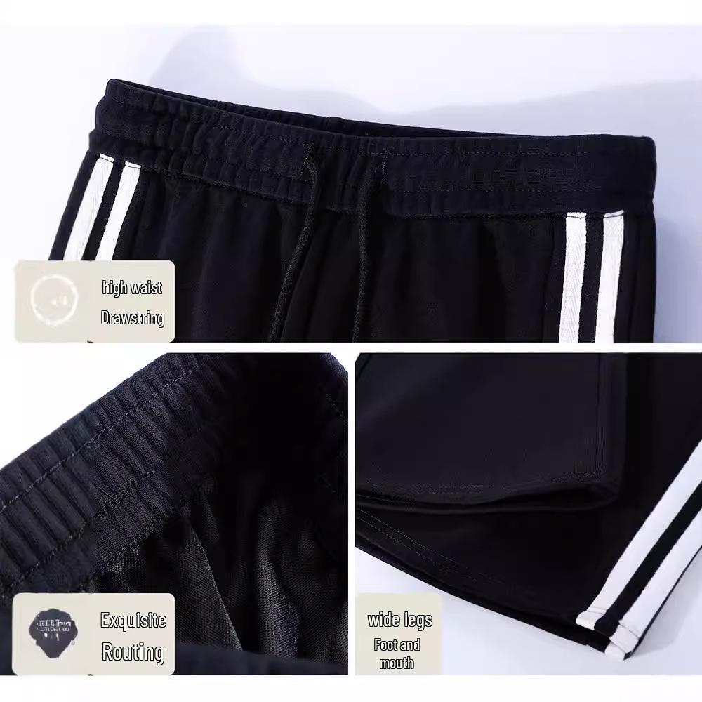 Хлопковые повседневные расклешенные брюки Mamba - Женские полосатые спортивные брюки с высокой талией (Коллекция осень/зима 2024)