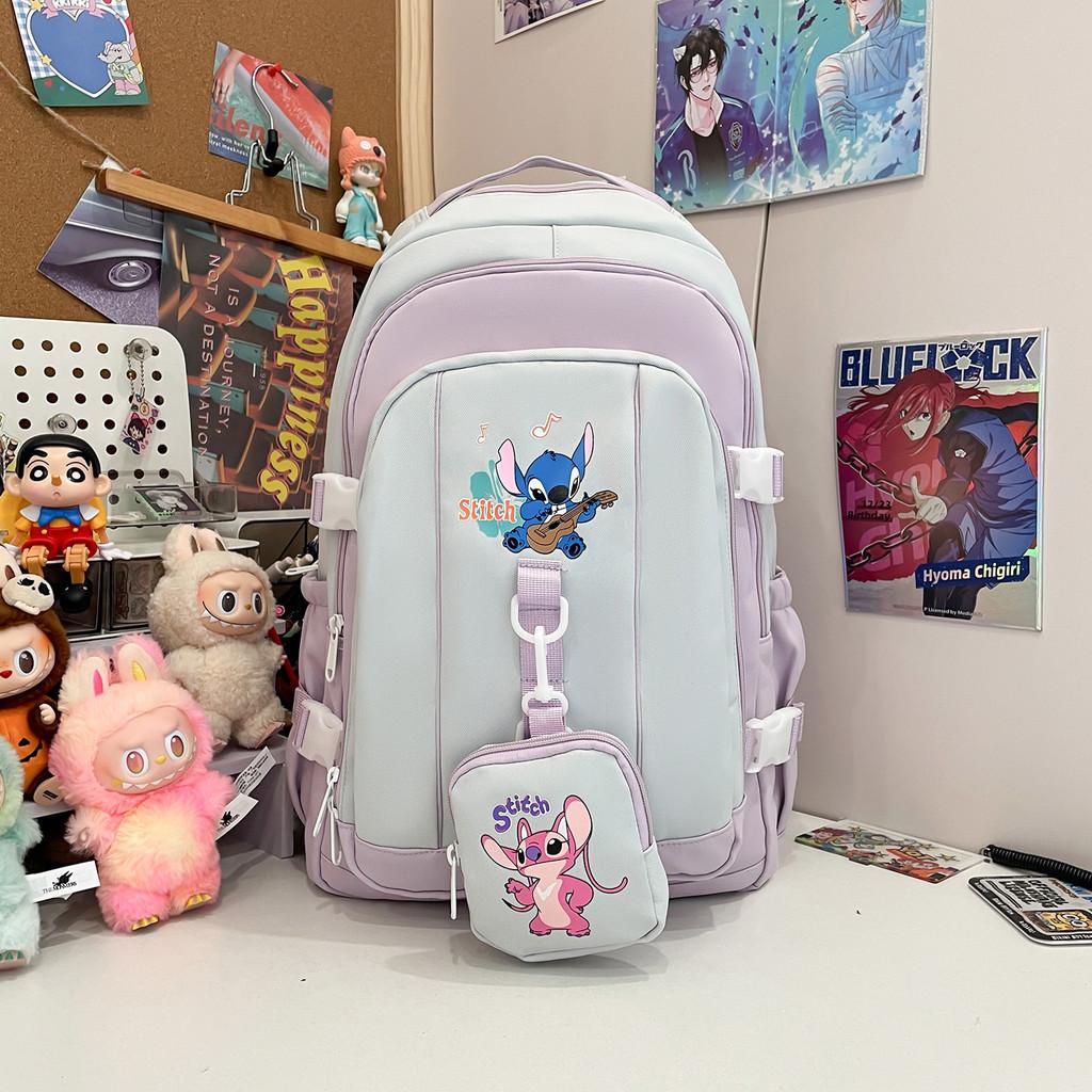 Angel Pattern Stitch School Backpack Anime Design Schoolbag Large Capacity Bag
