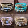 4Pcs Set Korean Boho Multicolor Crystal Beads Rope Bracelets for Women Girls Ethnic Heart Charm Wrap Bangle Pulseira Feminina