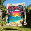 1pc Tropical Paradise Outdoor Flannel Blanket Soft All Season Polyester Throw , Perfect for Picnics & Travel , Picnic Accessory