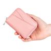 Cartera Minimalista De Cuero Genuino Con Cremallera Para Mujer, Monedero Pequeño Con Bloqueo RFID, Tarjetero De Bolsillo Frontal