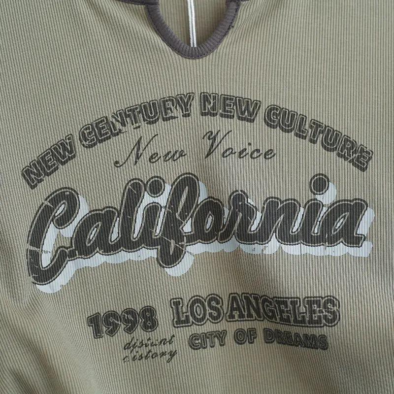 Футболка Y2k на шнурке, женский укороченный топ с буквенным принтом, американские ретро футболки с короткими рукавами, корейские тонкие летние футболки с графикой, одежда 2000-х годов