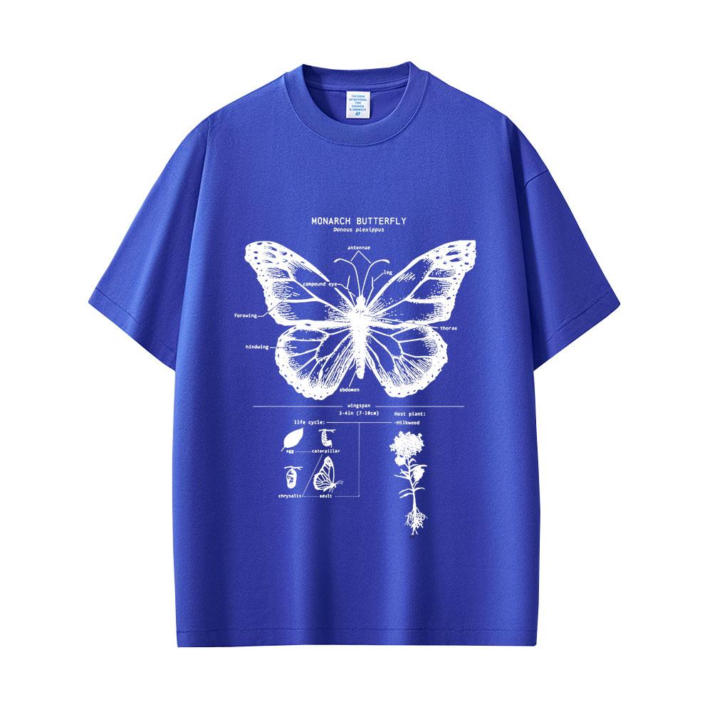 Monarch Butterfly Anatomy Graphic Tshirt Men Women Casual Oversized Funny Tshirt Unisex Fashion Vintage Short Sleeve T Shirts