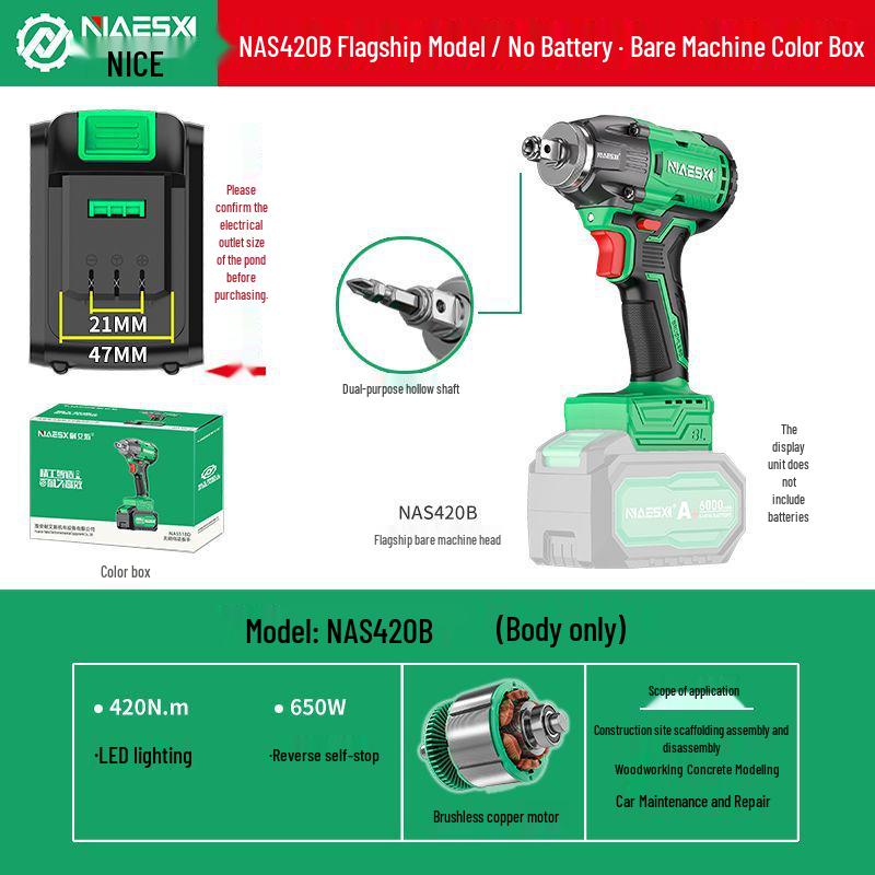 NAS420 High Torque Lithium Battery Electric Wrench with Anti-Ice Feature and Air Duster