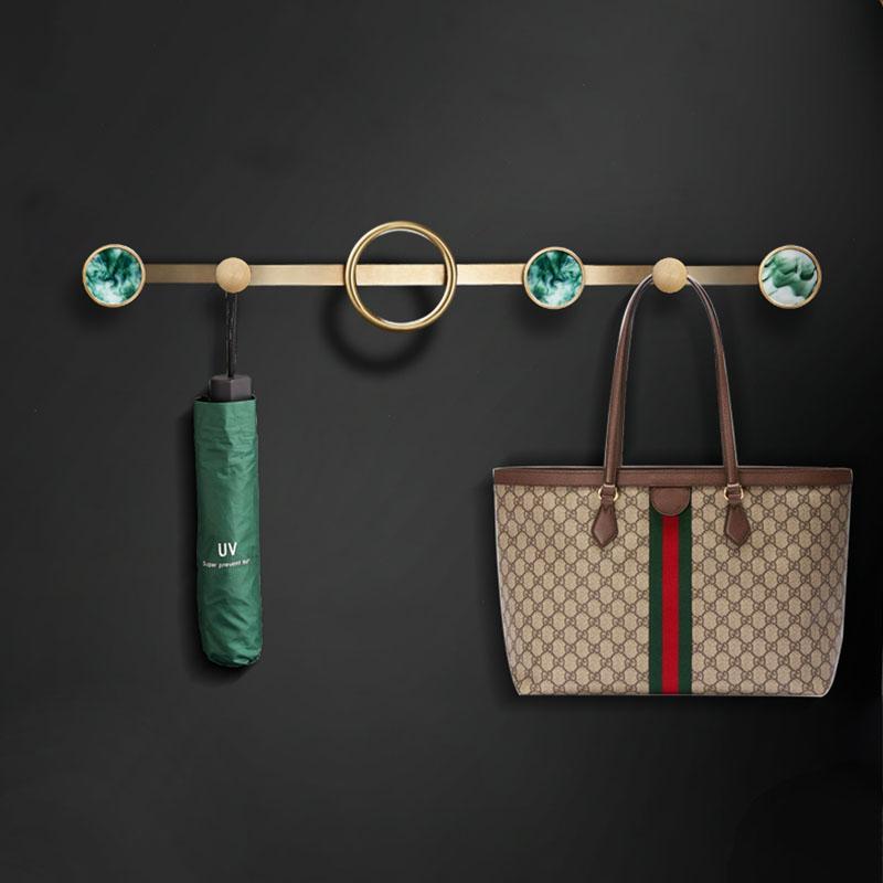 Green/White Brass Wall Mount Robe Hooks Bathroom Towel Hook Row Hook Door Key Bag Towel Hanger Rack Light Luxury Bedroom Hooks