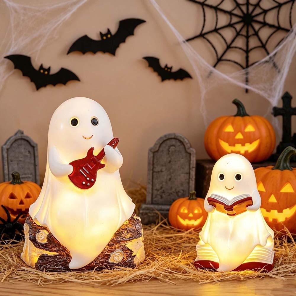 Glowing Ghost Nightlight LED Spooky Lamp Table Light Halloween Ornament Bedroom