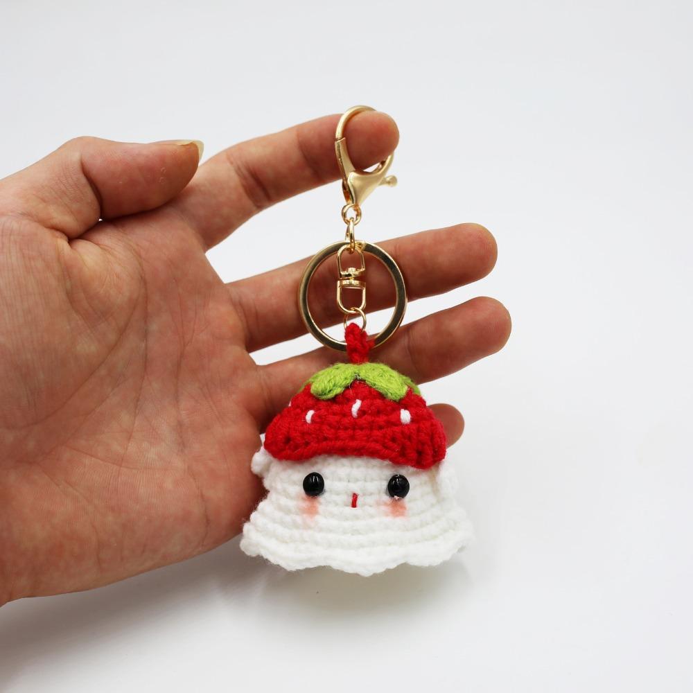 Crochet Knitting Ghost Keychain Creative Cartoon Knitted Ghost Ornament  Room Decor