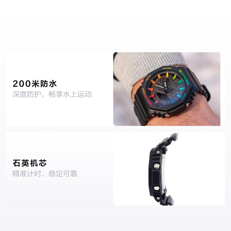 Casio Серия G-SHOCK с двойным дисплеем (ЖК/стрелочным) Серия 200 метров водонепроницаемость Кварцевый механизм Ремешок из смолы Японские и корейские часы Мужские GA-2100-1AERP