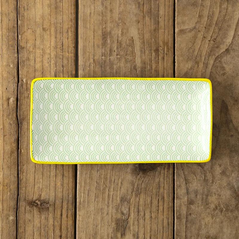 Керамическая посуда в креативном скандинавском стиле для ресторана, прямоугольная тарелка для суши и фруктов, для домашних закусок, мелкая плоская тарелка для основного блюда