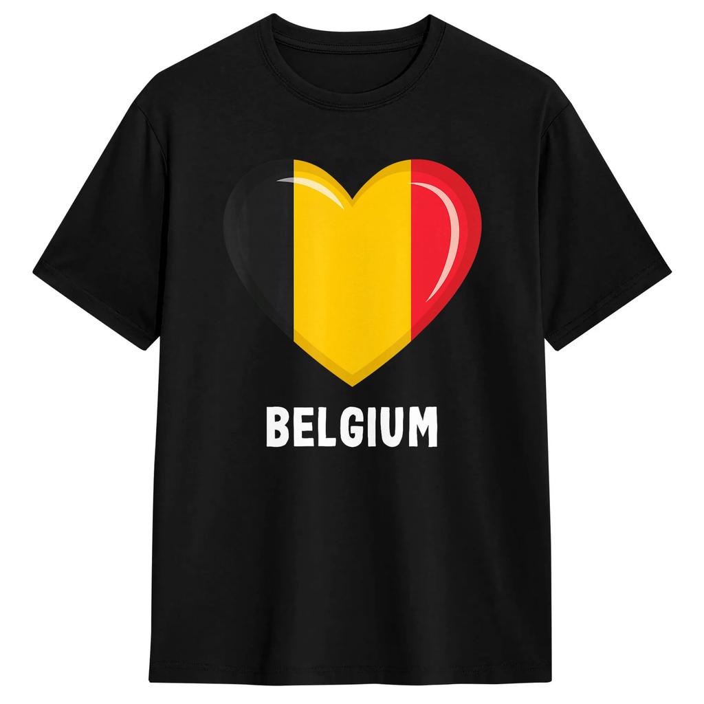 Belgium Belgian Flag 100 Cotton T Shirt For Beach Streetwear T-Shirts O Neck Fashion Tee Shirt Oversize Pattern Clothing