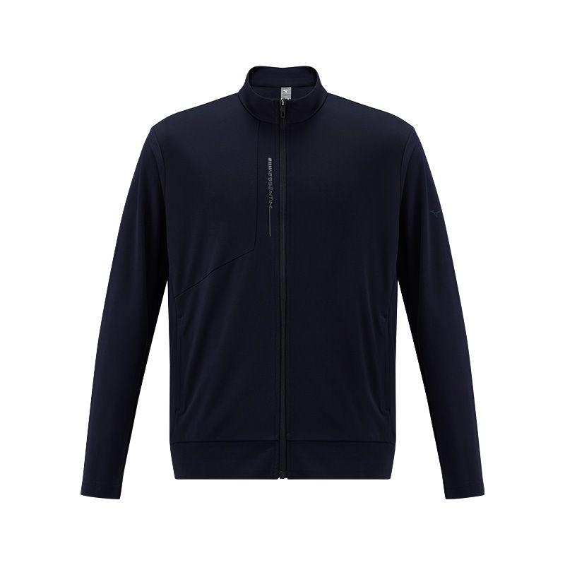 Mizuno Essential Series Solid Color Breathable Stand Collar Windproof Knitted Long Sleeve Jacket Men Jackets Midnight-Blue K2CC41A4