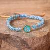 Blue Round Opal Bracelets Bangles Stones Beaded Braided Balance Yoga Jewelry