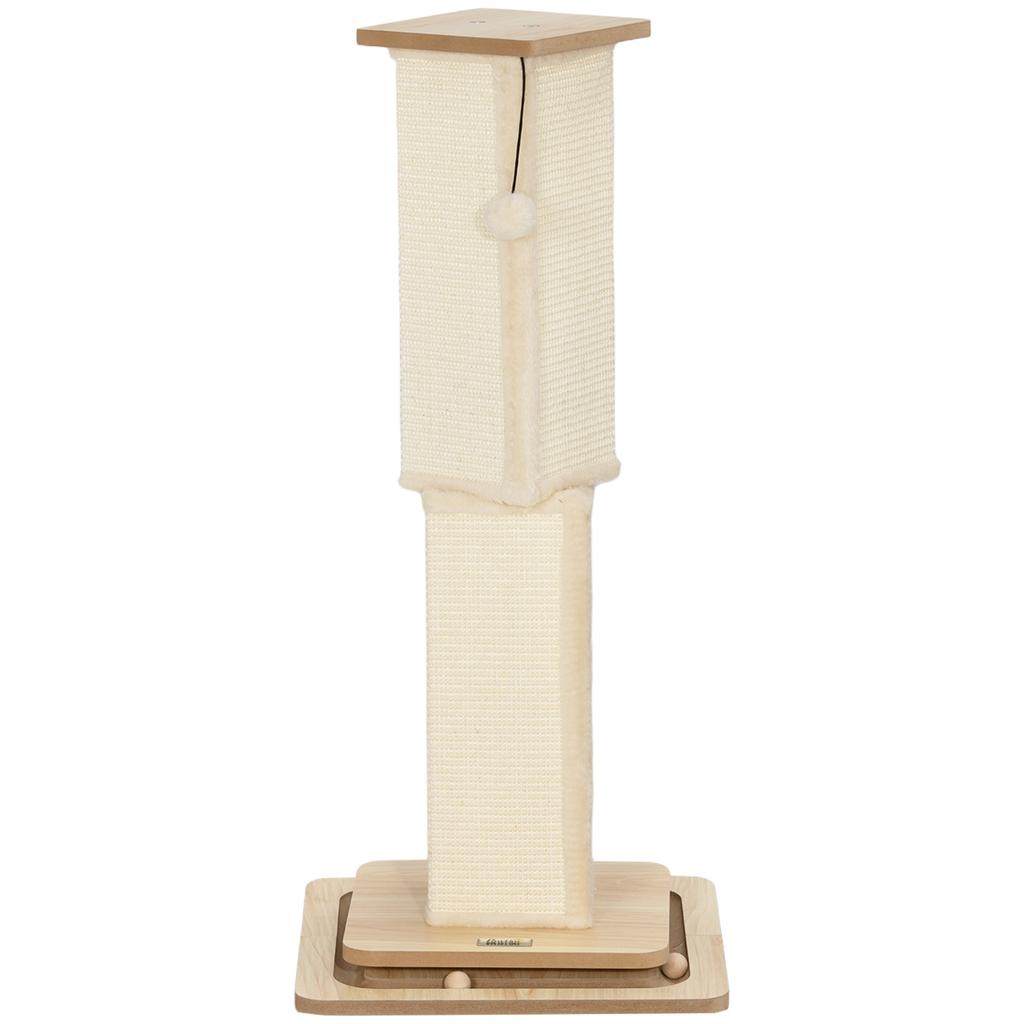 3 In 1 Cat Scratching Post 87cm Cat Scratcher W Track Ball Toy Oak Tone