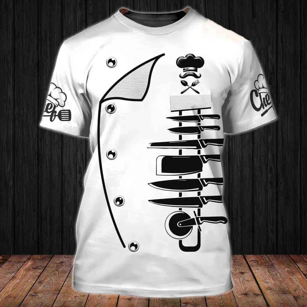 Men T-shirt Chef Broad Oversized Tops Punk 3D Print T Shirt Male Casual Fashion Summer Crew Neck Short Sleeve Daily