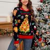 Women's Christmas Sweater Crewnwck Long Sleeve Santa Claus Pullover Xmas Pattern Jacquard Knit Top