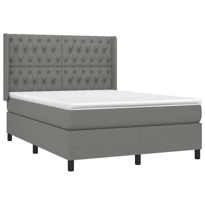 Maison Exclusive - Sommier à lattes de lit matelas LED Gris foncé 140x200 cm Tissu
