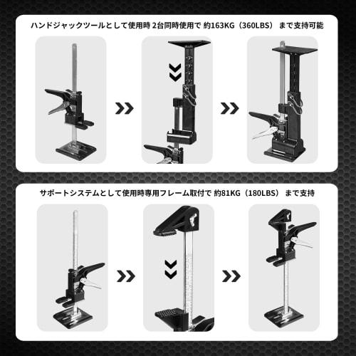 JACK BOSS Hand Lifting Tool Jack, 163kg Weight Capacity, Cabinet Jack, 0-59cm, Hand Support System, Wall Lift Cabinet Installation and Repair, Labor-S
